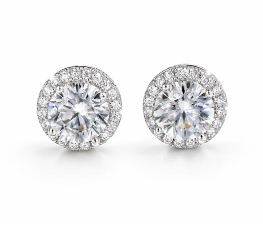 ICED ROUND CUT EARRINGS - S925